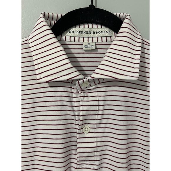 Holderness & Bourne The Egan Shirt Men’s Medium White Red Polo Performance Golf - Picture 7 of 10